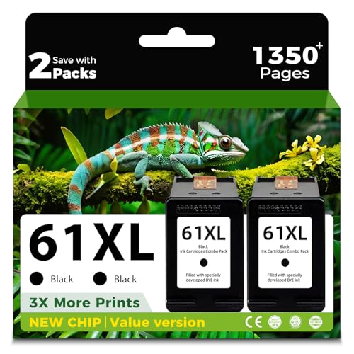 Skyink 61XL Black Remanufactured Ink Cartridge Replacement for HP 61 Ink 61 XL Black 2 Black for Envy 4500 5530 4502 4501 5535 OfficeJet 4630 4635 DeskJet 2540 1000 1010 1510 Printers - Image 1