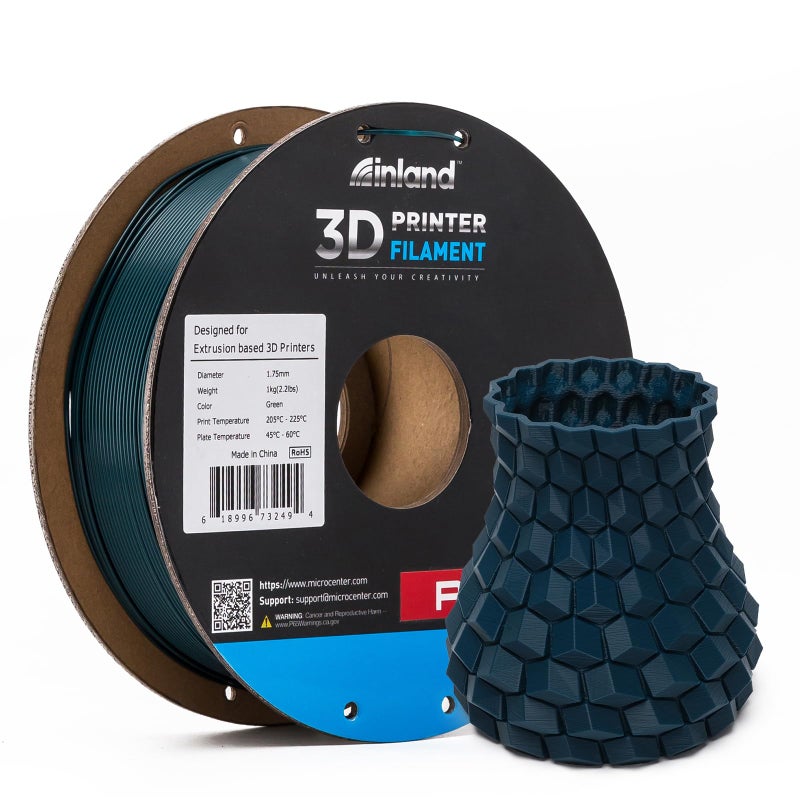 INLAND Micro Center PLA+ 3D Printing Filament 1.75mm - PLA Pro Dimensional Accuracy +/- 0.03 mm - 1kg Cardboard Spool (2.2 lbs) (1 Pack Green, 1.75mm) - Image 1