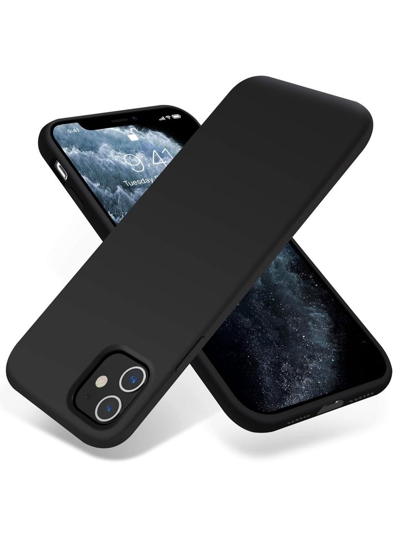 جراب متوافق مع آيفون 11 (6.1 بوصة)، جراب من السيليكون السائل، غطاء حماية كامل للجسم، مقاوم للصدمات، جراب هاتف نحيف، بطانة ناعمة من الألياف الدقيقة مضادة للخدش (أسود) - Image 1