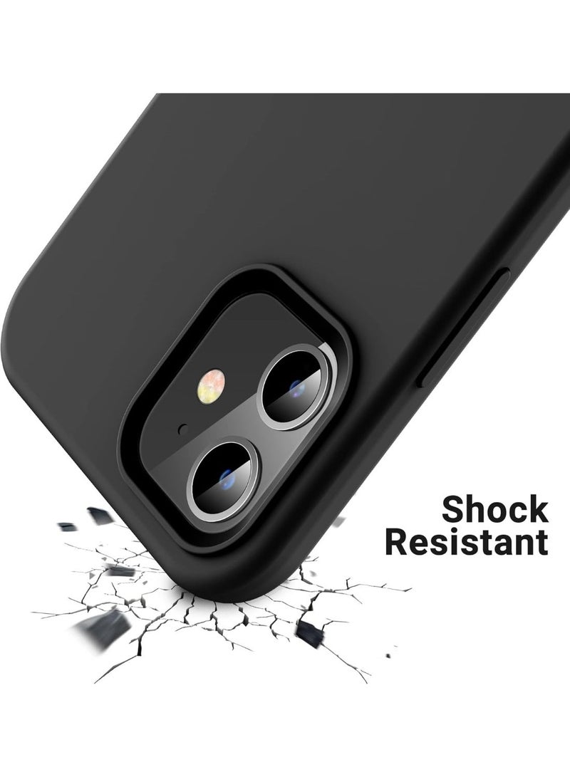 جراب متوافق مع آيفون 11 (6.1 بوصة)، جراب من السيليكون السائل، غطاء حماية كامل للجسم، مقاوم للصدمات، جراب هاتف نحيف، بطانة ناعمة من الألياف الدقيقة مضادة للخدش (أسود) - Image 3