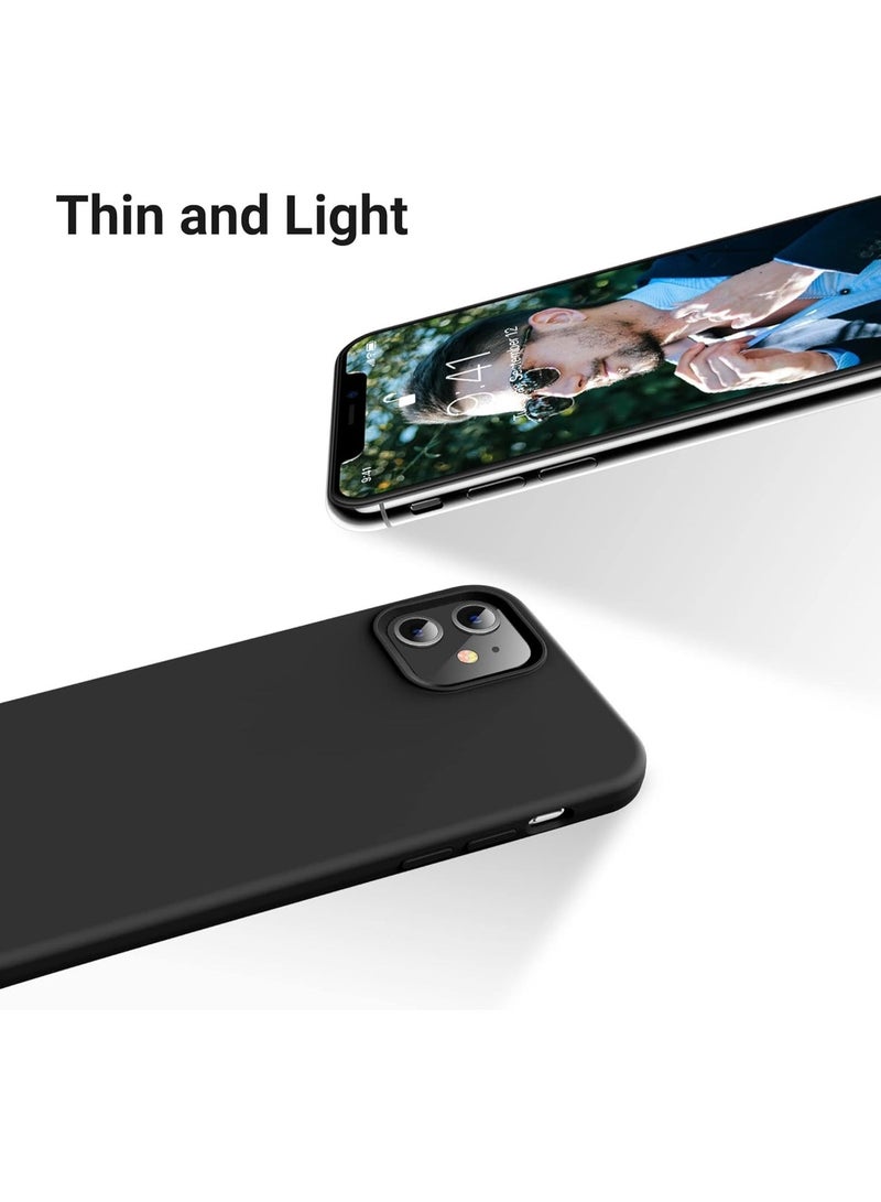 جراب متوافق مع آيفون 11 (6.1 بوصة)، جراب من السيليكون السائل، غطاء حماية كامل للجسم، مقاوم للصدمات، جراب هاتف نحيف، بطانة ناعمة من الألياف الدقيقة مضادة للخدش (أسود) - Image 2