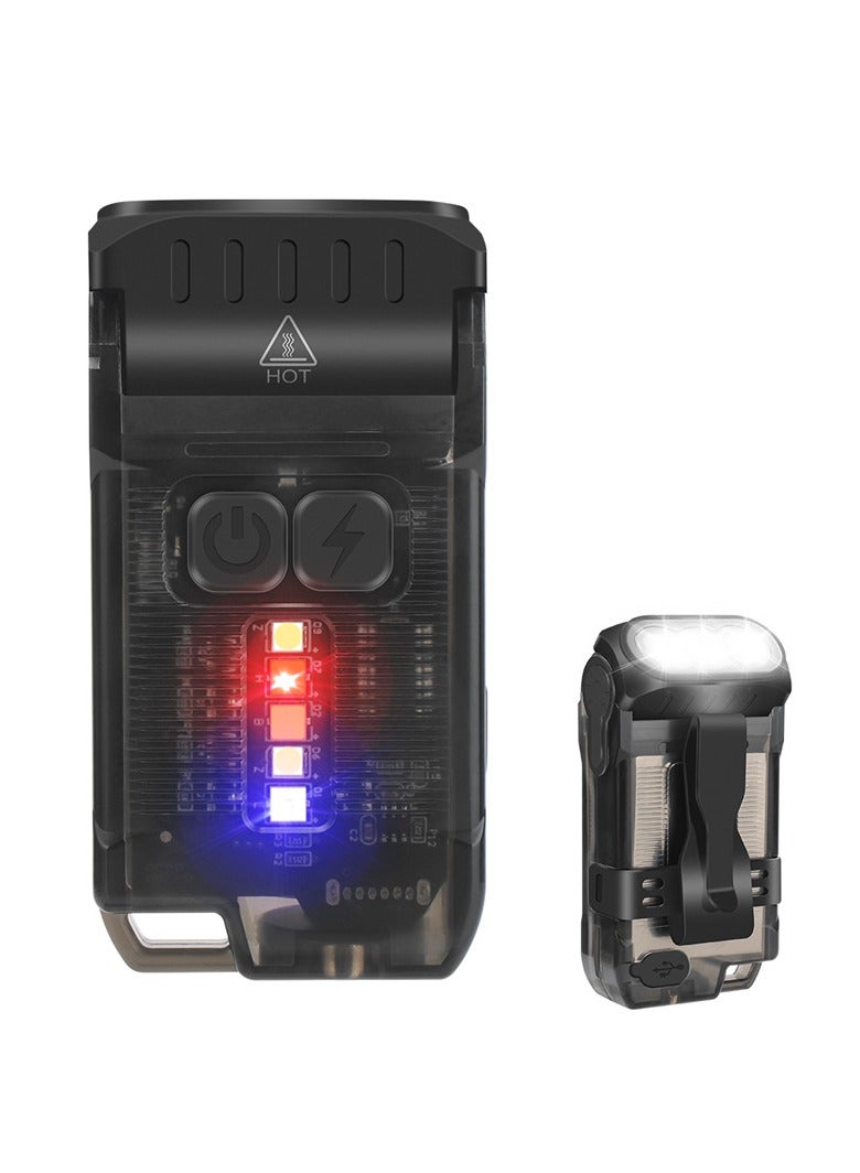 general V15 Powerful 1200 Lumens Small Flashlight with 80° Swivel Head, Mirror Clip Warm Red COB Light Blue - Mini Pocket Keychain EDC Flashlight USB Rechargeable IP67 LED Flashlight - Image 1