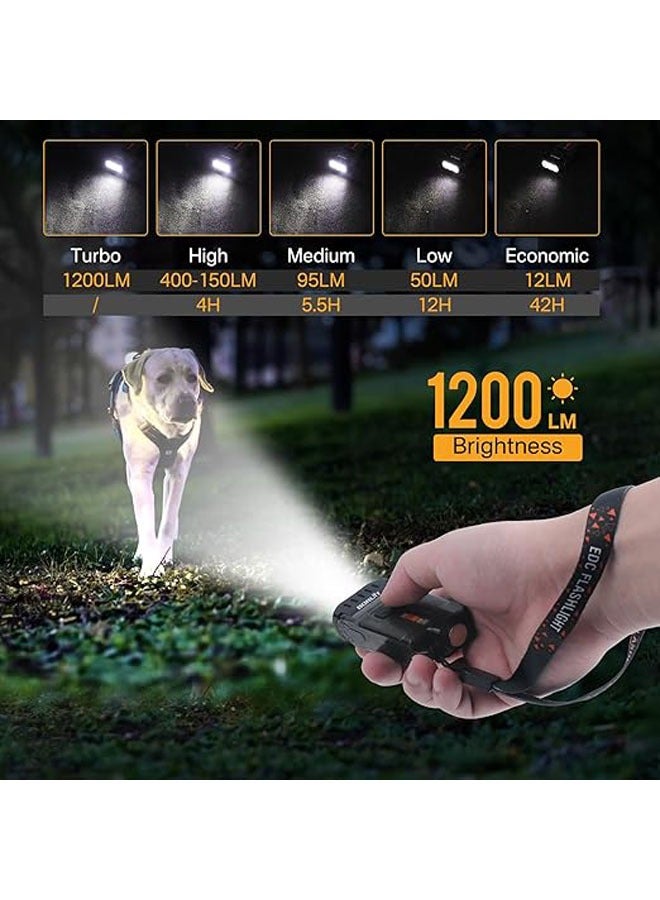 general V15 Powerful 1200 Lumens Small Flashlight with 80° Swivel Head, Mirror Clip Warm Red COB Light Blue - Mini Pocket Keychain EDC Flashlight USB Rechargeable IP67 LED Flashlight - Image 2