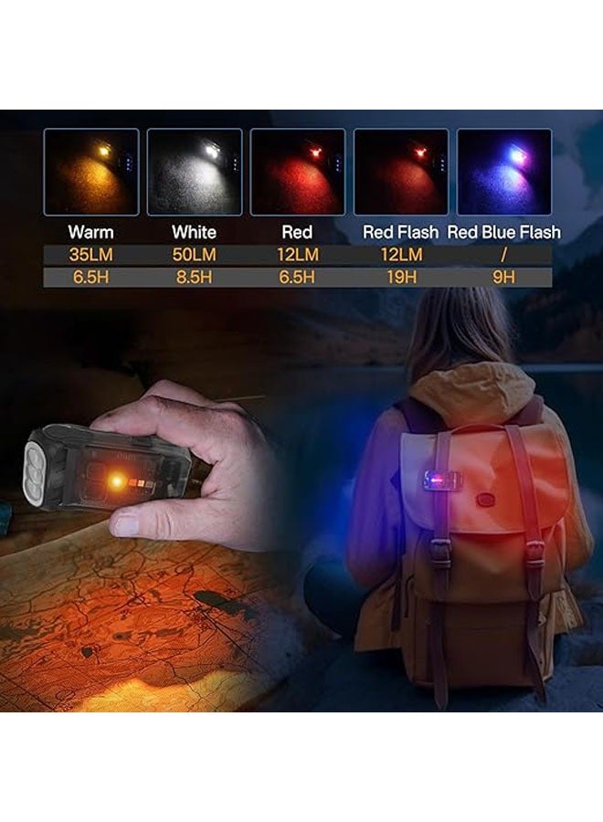 general V15 Powerful 1200 Lumens Small Flashlight with 80° Swivel Head, Mirror Clip Warm Red COB Light Blue - Mini Pocket Keychain EDC Flashlight USB Rechargeable IP67 LED Flashlight - Image 3