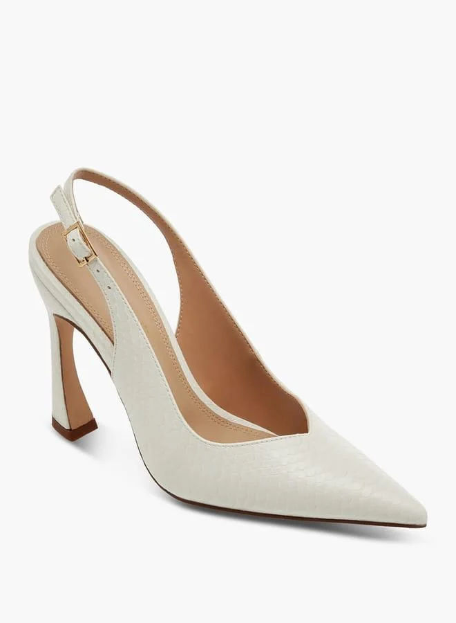 Women's Pointed Toe Slingback Shoes with Buckle Closure and Stiletto Heels