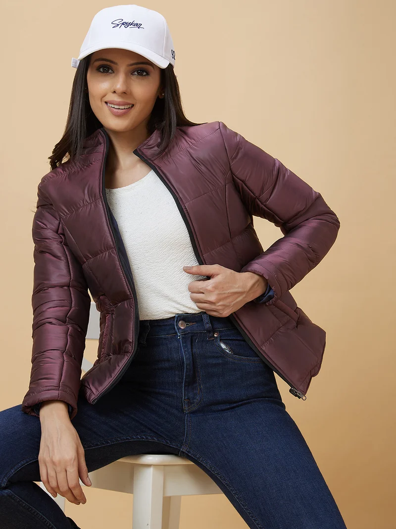 globus Women Mock Collar Reversible Puffer Jacket