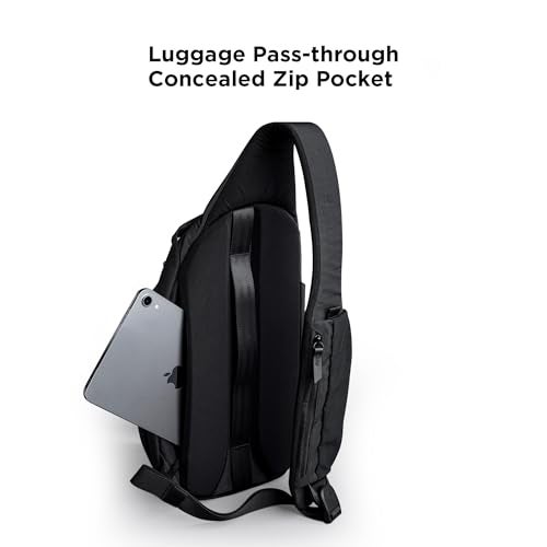 ALPAKA Metro Crossbody Left Shoulder 7.5L - Crossbody Bag Men,Sling Backpack - Fits 11" Tablet - Single Shoulder with YKK Zipper - Expandable Water Bottle Pocket - Phone Sleeve- Black Axoflux 210D - Image 5