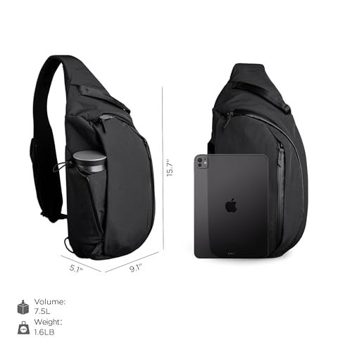 ALPAKA Metro Crossbody Left Shoulder 7.5L - Crossbody Bag Men,Sling Backpack - Fits 11" Tablet - Single Shoulder with YKK Zipper - Expandable Water Bottle Pocket - Phone Sleeve- Black Axoflux 210D - Image 2