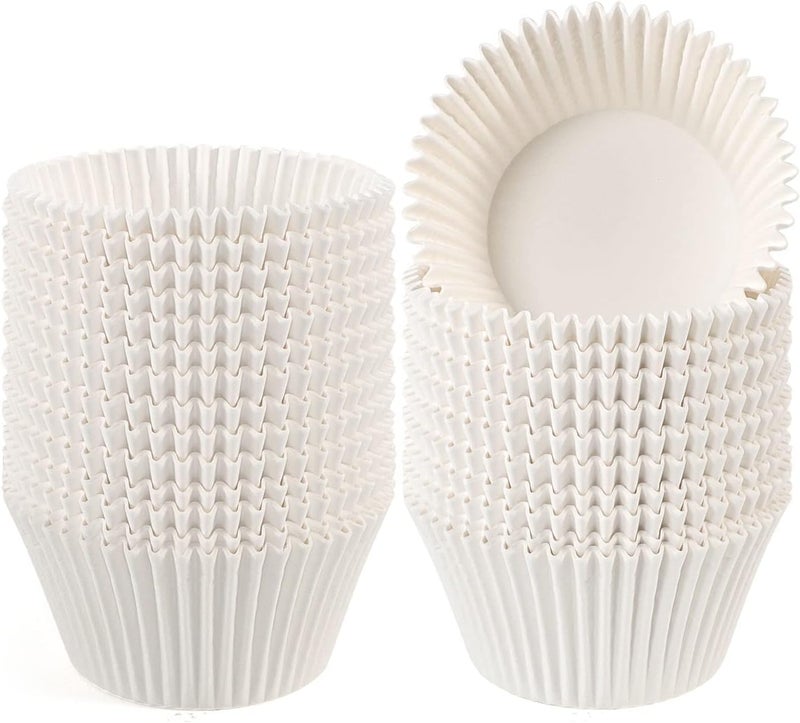 Paper Cupcake Cups, White 100 Pieces, for Baking and Muffin - Image 1