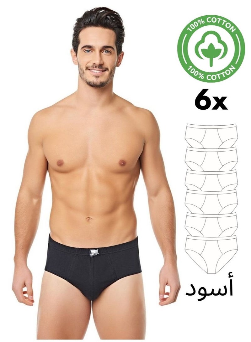 توتكو 6 عبوات قطن أسود ممشط قطن أسود سادة للرجال