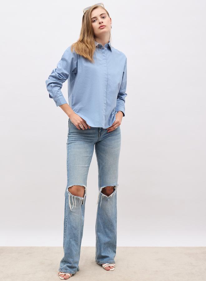 ستايلي قميص ستيلي بأكمام طويلة وتفاصيل مزينة بقصة عادية - Image 1