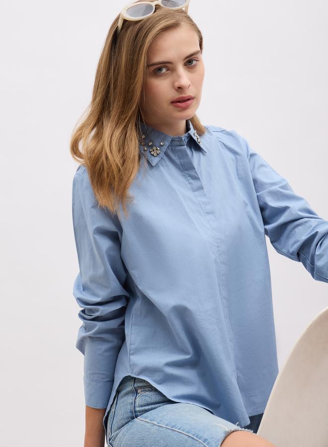 ستايلي قميص ستيلي بأكمام طويلة وتفاصيل مزينة بقصة عادية - Image 4