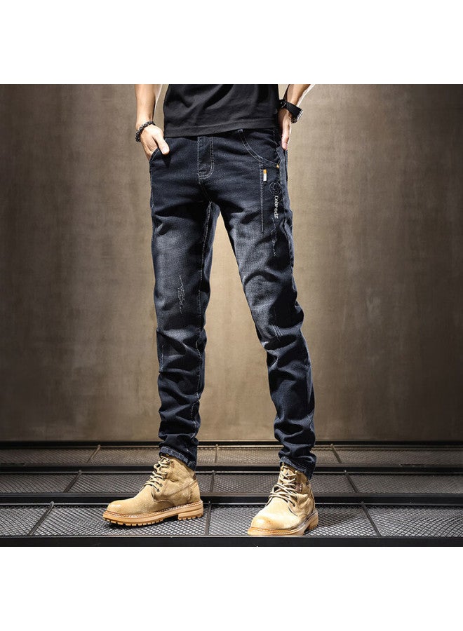 Playboy Men's Jeans Winter Stretch Slim Fit Skinny Cargo Korean Style Trendy Versatile Long Pants