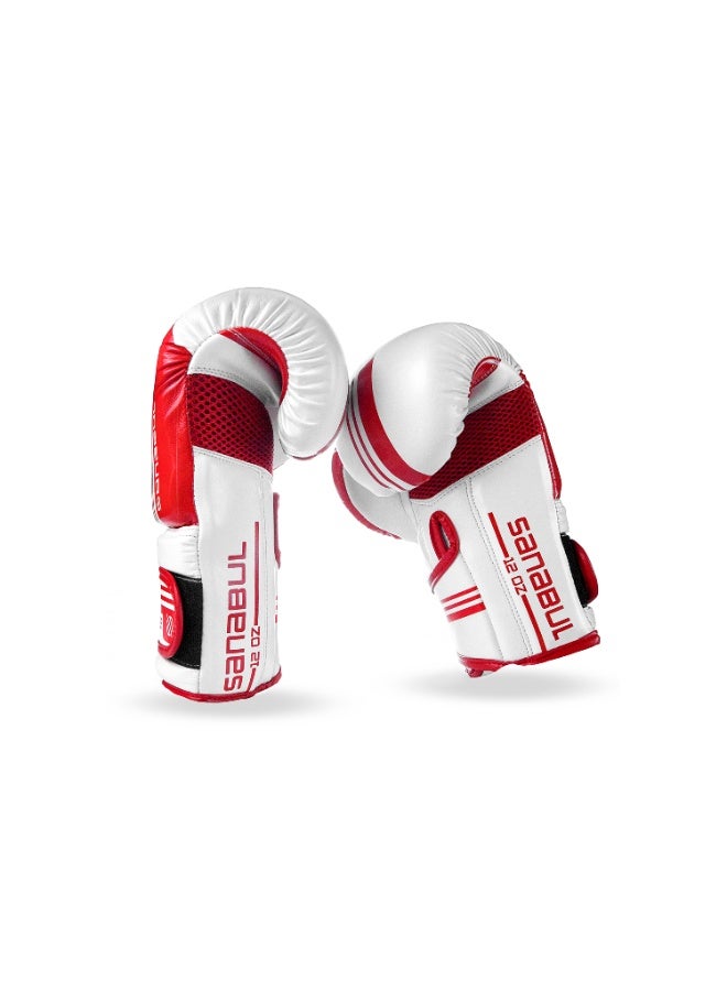 سنابول قفازات سانابول كور جل للتدريب على الملاكمة للرجال والنساء، قفازات موي تاي وكيك بوكسينج متقدمة، كيس ثقيل وملاكمة، لون أبيض/أحمر - Image 4