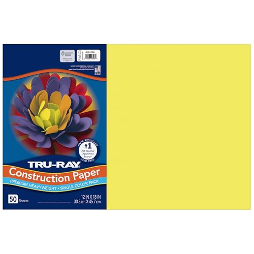 Tru-Ray® Heavyweight Construction Paper, Lively Lemon, 12" x 18", 50 Sheets - Image 1
