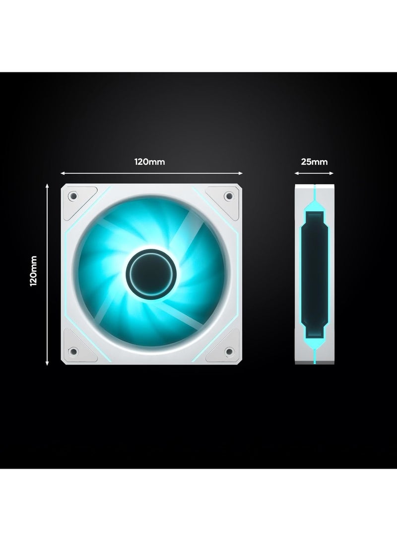 SYOSI 120mm PC Fan, Reverse Blade RGB Cooling Fan with Infinite Mirror Design, PWM Smart Control and Hydraulic Bearing for Quiet Stable Operation, High Airflow Fan for Gaming PC or Desktop, 2 Pack White - Image 2