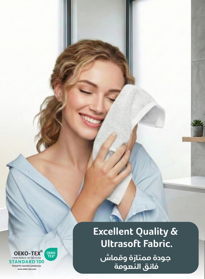 كوتون هوم Cotton Home Premium Cotton Towel 30x30cm Face Towel 600 GSM Quick Dry Highly Absorbent Thick Bathroom SoftTowels for Bath And Spa Lightweight, Quick Dry and Durable White - Image 4
