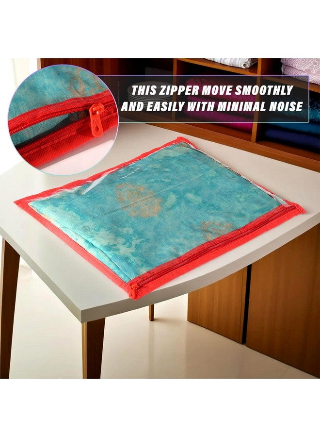 Kuber Industries Clothes Organizer For Wardrobe (Pack of 24) - Single Storage Organizer For Saree | Salwar Suit | Lehenga | Clothes - Dress Organizer For Wardrobe - Single Saree Covers With Zip (Red) - Image 5