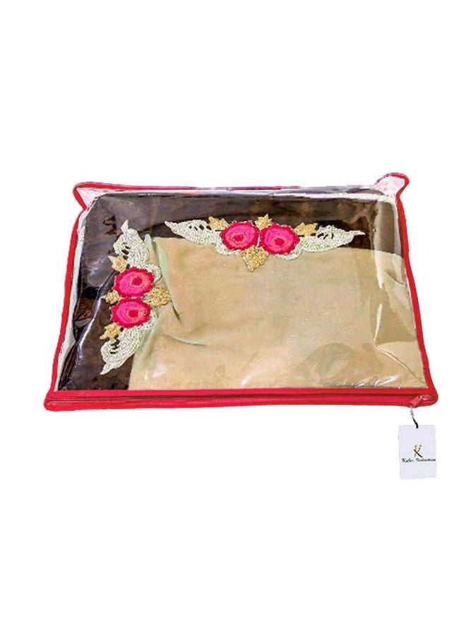 Kuber Industries Clothes Organizer For Wardrobe (Pack of 24) - Single Storage Organizer For Saree | Salwar Suit | Lehenga | Clothes - Dress Organizer For Wardrobe - Single Saree Covers With Zip (Red) - Image 4