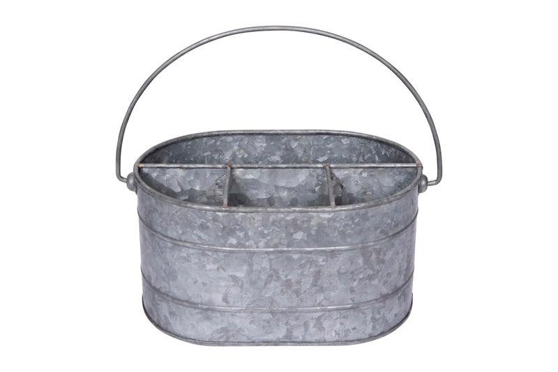 Creative Co-Op Metal Bucket with 4 Compartments and Handle - Image 1