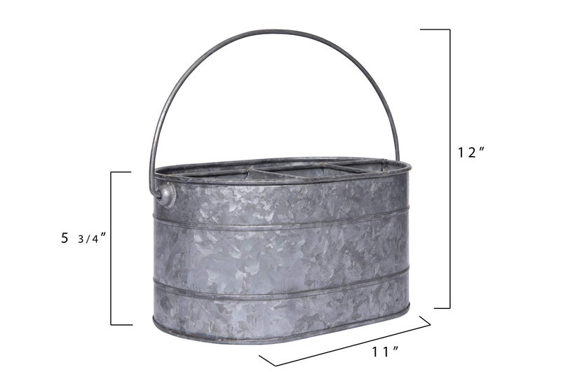 Creative Co-Op Metal Bucket with 4 Compartments and Handle - Image 2
