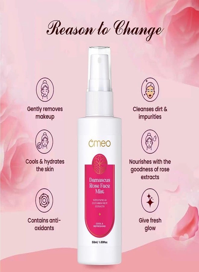 Omeo Rosemary Alcohol-Free Face Mist Toner 50 ml | Refreshing Hydration, Pore Tightening, Cooling Glow Toner with Aloe Vera, Papaya & Cucumber Extracts | Ideal Travel Face Mist for Men & Women - Image 3