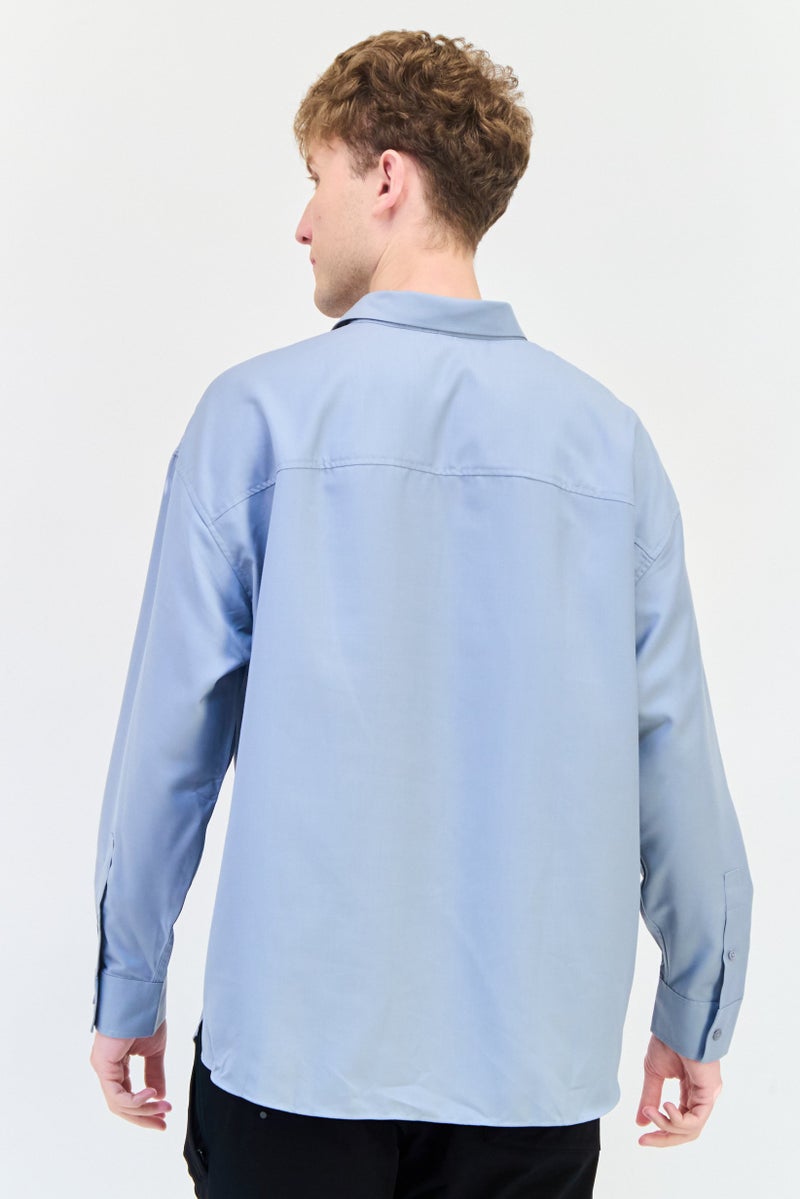 SELECTED Men Regular Fit Plain Long Sleeves Casual Shirt, Grey - Image 3