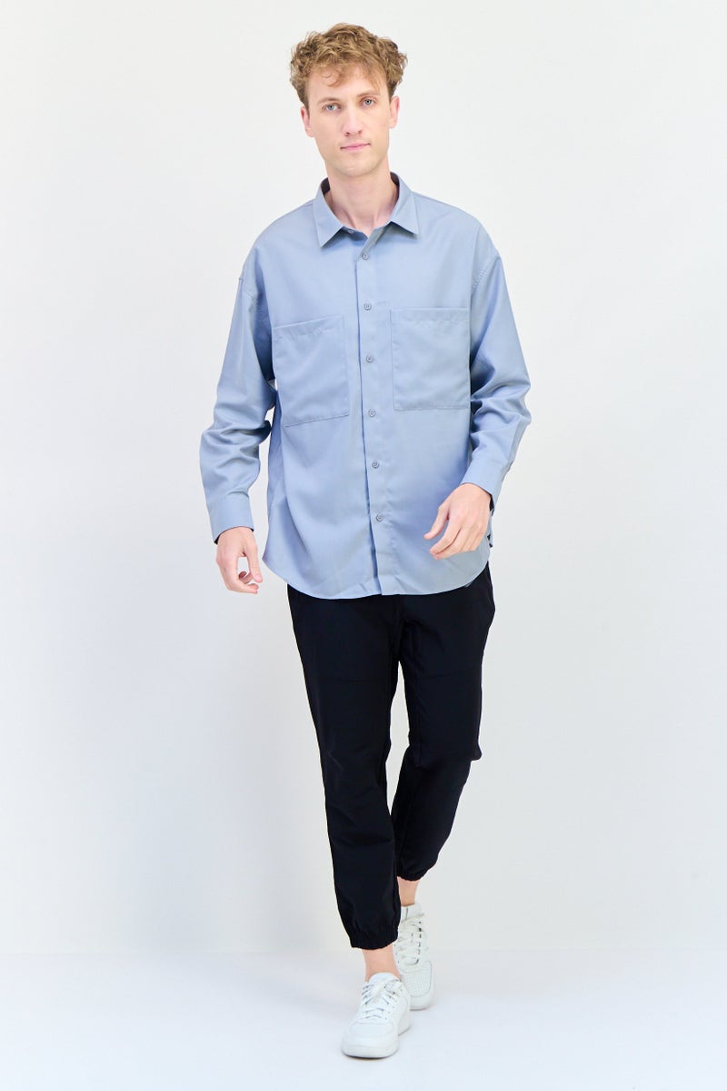 SELECTED Men Regular Fit Plain Long Sleeves Casual Shirt, Grey - Image 4