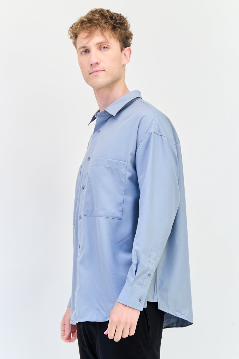 SELECTED Men Regular Fit Plain Long Sleeves Casual Shirt, Grey - Image 2