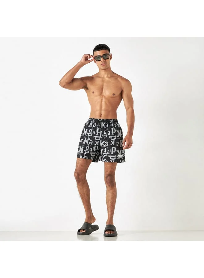Kappa Kappa All-Over Print Swim Shorts with Drawstring Closure