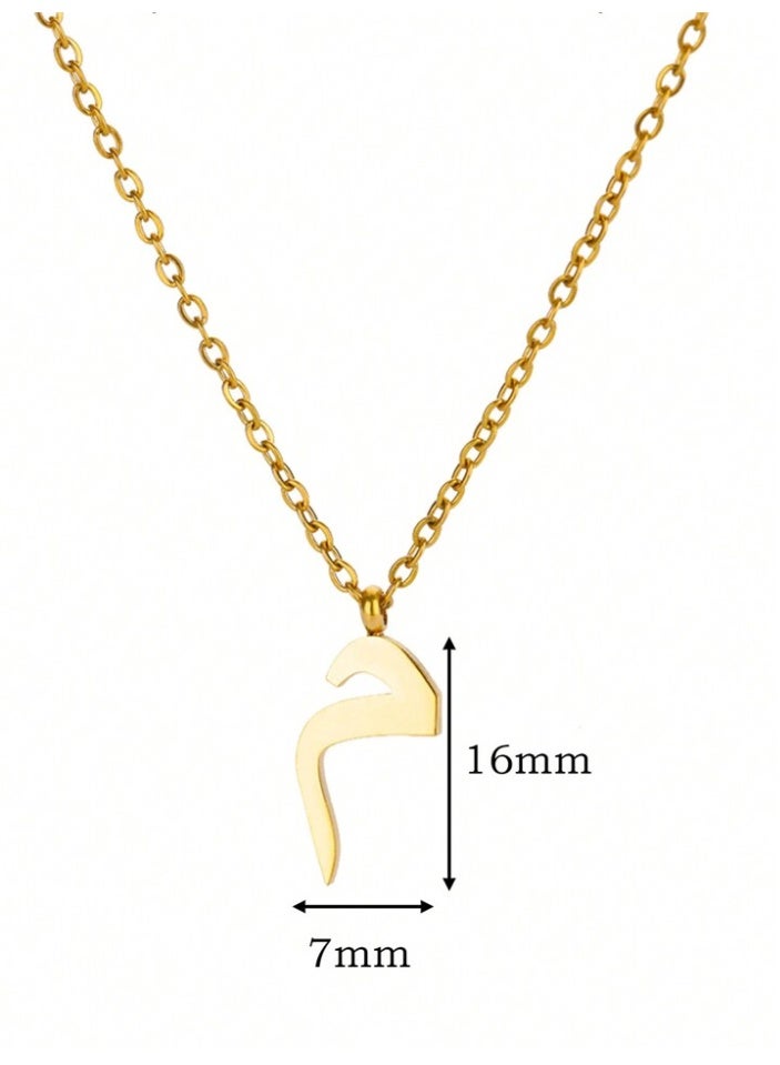 1PC Minimalist Personalized Arabic Letter Necklace – 18K Gold Plated Stainless Steel Chain, Tiny Arabic Alphabet Charm Jewelry Gift - Image 2
