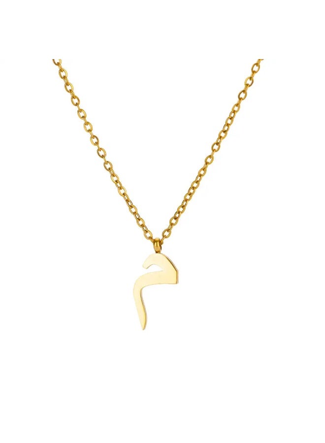 1PC Minimalist Personalized Arabic Letter Necklace – 18K Gold Plated Stainless Steel Chain, Tiny Arabic Alphabet Charm Jewelry Gift - Image 1