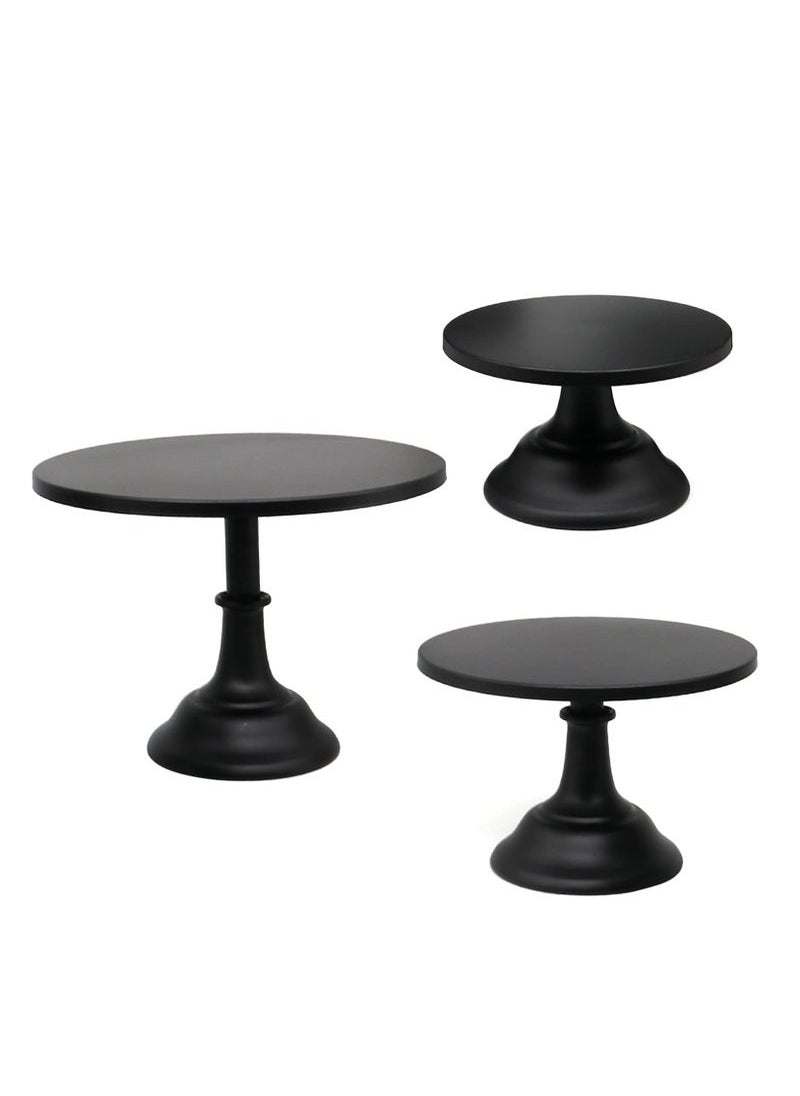 Captaintech 3-Set Cake Stands, Black Dessert Display Plate Cupcake Stands for Baby Shower Wedding Birthday Party Celebration Home Decor  - Image 1