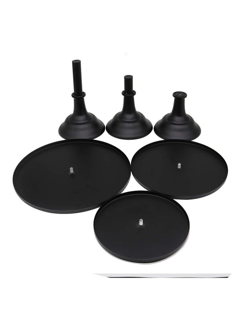 Captaintech 3-Set Cake Stands, Black Dessert Display Plate Cupcake Stands for Baby Shower Wedding Birthday Party Celebration Home Decor  - Image 3