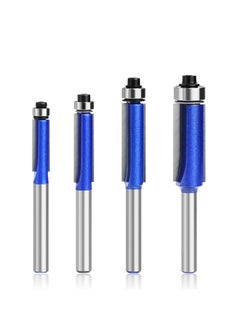 Trim Router Bit Set Yakumuz 1/4 Inch Shank Wood Trim Top Bearing Straight Pattern Flush Trim Router Bit Carpenter Woodworking Tools-1/4” 5/16” 3/8” 1/2” (4 Sizes)