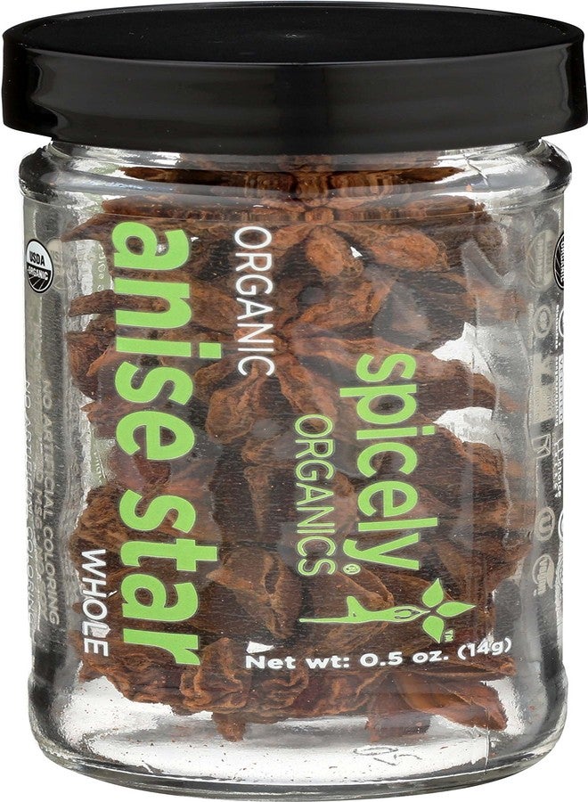 Spicely Organics USDA Certified Organic Anise Star, No Artificial Colors or Preservatives, Zero Sugar, Vegan Friendly, Kosher, Gluten Free & Non-GMO, 0.5 Ounce (Pack of 3) - Image 1