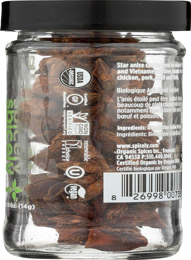 Spicely Organics USDA Certified Organic Anise Star, No Artificial Colors or Preservatives, Zero Sugar, Vegan Friendly, Kosher, Gluten Free & Non-GMO, 0.5 Ounce (Pack of 3) - Image 3