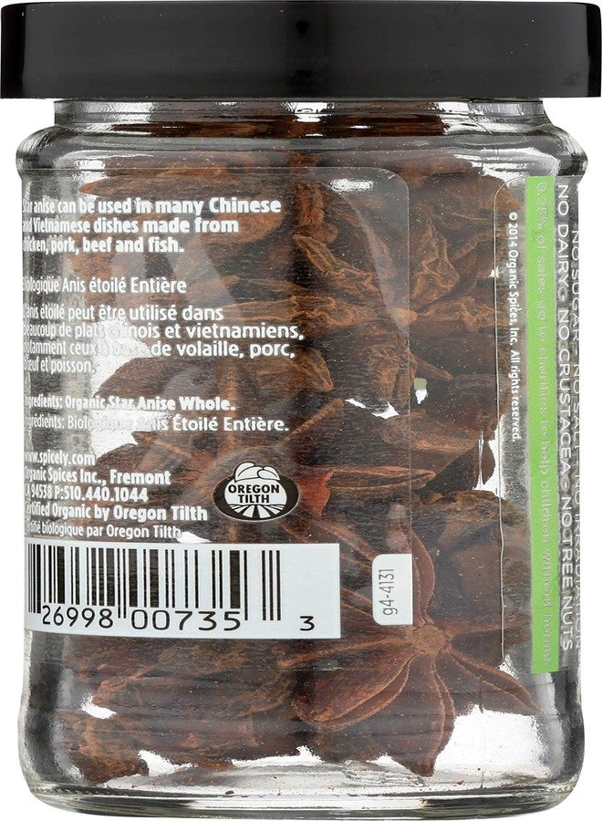 Spicely Organics USDA Certified Organic Anise Star, No Artificial Colors or Preservatives, Zero Sugar, Vegan Friendly, Kosher, Gluten Free & Non-GMO, 0.5 Ounce (Pack of 3) - Image 4