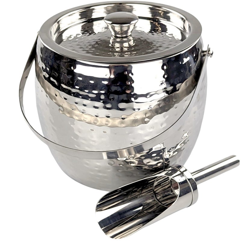 Brekx 3Qt Insulated Ice Bucket With Lid And Scoop For Parties - Iceberg Anchored Wine Chiller/Champagne Bucket For Cocktail Bar  Metal Bucket With Lid  Ice Bin To Chill Ice With Small Scoop - Image 1