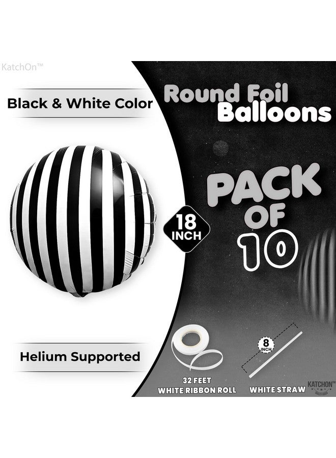 KatchOn, Big Black and White Stripe Balloons - 18 Inch, Pack of 10 | Black and White Balloons Decorations | graduation balloons for Graduation Decorations 2025 | Grad Party Decor 2025 - Image 2
