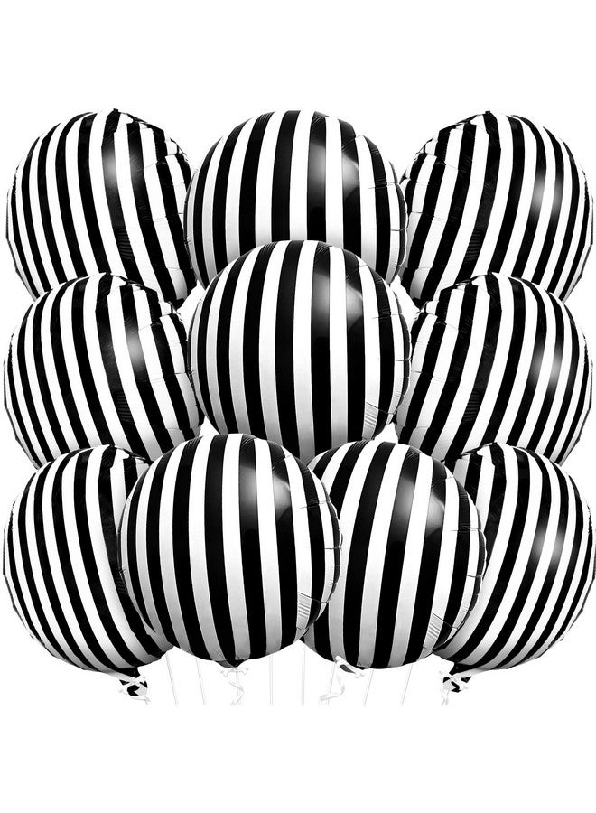 KatchOn, Big Black and White Stripe Balloons - 18 Inch, Pack of 10 | Black and White Balloons Decorations | graduation balloons for Graduation Decorations 2025 | Grad Party Decor 2025 - Image 1