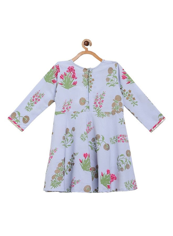 Ahalyaa Crepe Girls' Salwar Suit Sets (39K-317-COM-KDKUHM-6-7Y-RL_Blue_6 7 Years) - Image 2