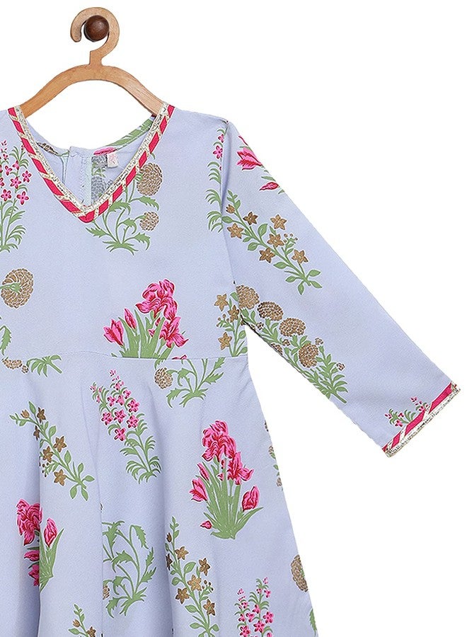 Ahalyaa Crepe Girls' Salwar Suit Sets (39K-317-COM-KDKUHM-6-7Y-RL_Blue_6 7 Years) - Image 4