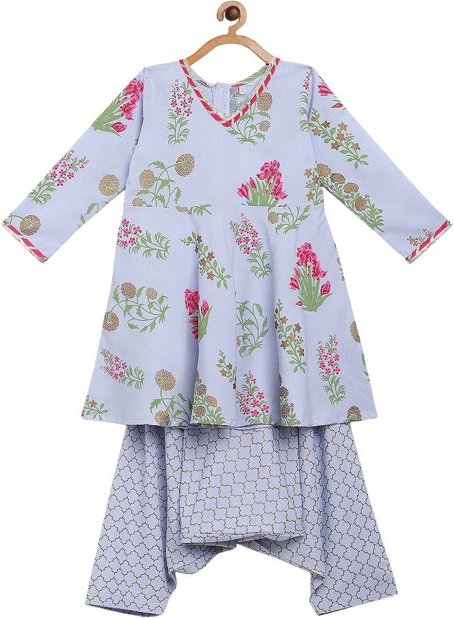 Ahalyaa Crepe Girls' Salwar Suit Sets (39K-317-COM-KDKUHM-6-7Y-RL_Blue_6 7 Years) - Image 1