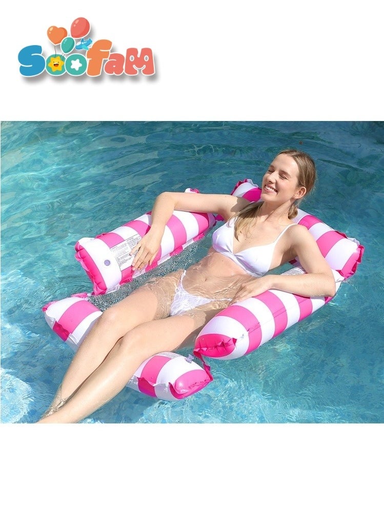 Soofam - Swimming Pool Floats, 4-in-1 Adults Pool Float & Water Hammock with Air Pumps, Multi-Purpose, Inflatable Pool Floats for Adults Pink - Image 1