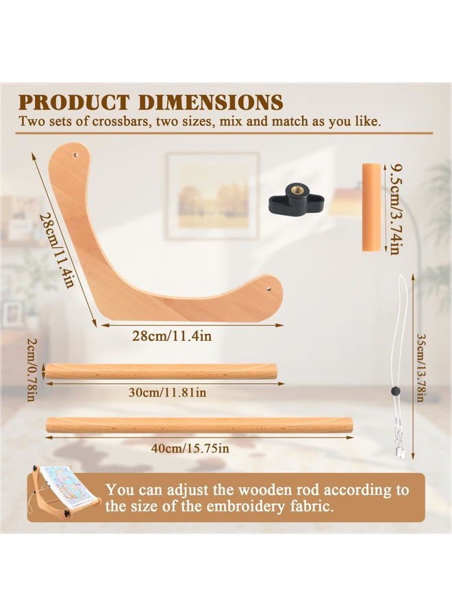 ZOCONE Adjustable Width Embroidery Stand with 2 Sizes Rod (11.8" and 15.75"), Cross Stitch Frame with Side Securing Cords, Cross Stitch Stand for Lap or Table Top with Greater Stability - Image 2