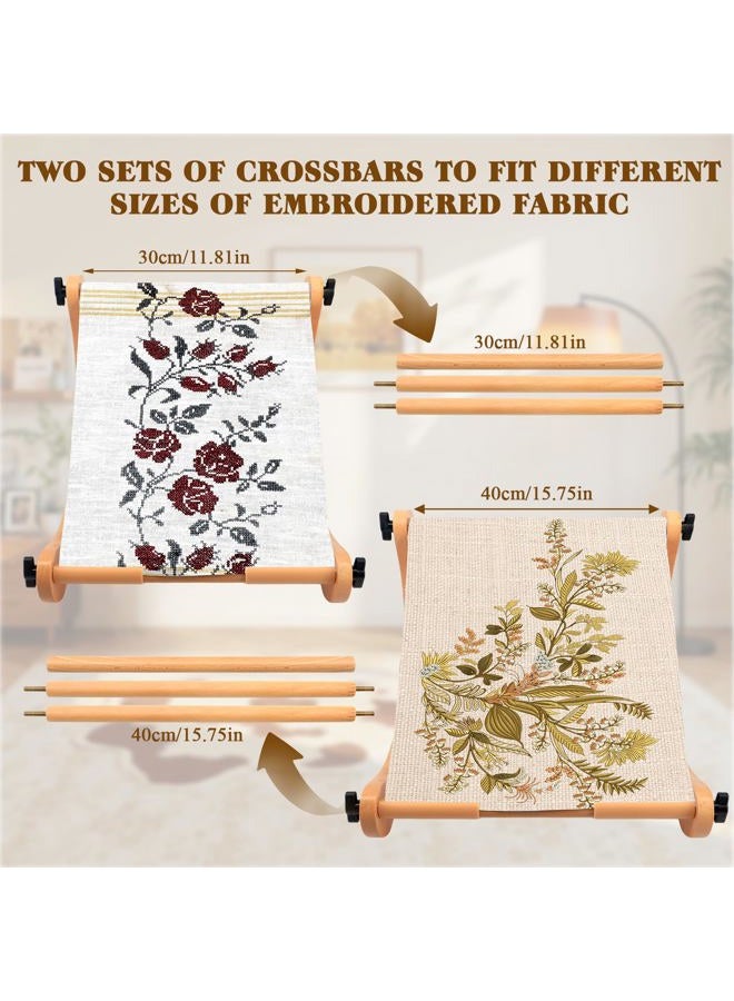 ZOCONE Adjustable Width Embroidery Stand with 2 Sizes Rod (11.8" and 15.75"), Cross Stitch Frame with Side Securing Cords, Cross Stitch Stand for Lap or Table Top with Greater Stability - Image 4
