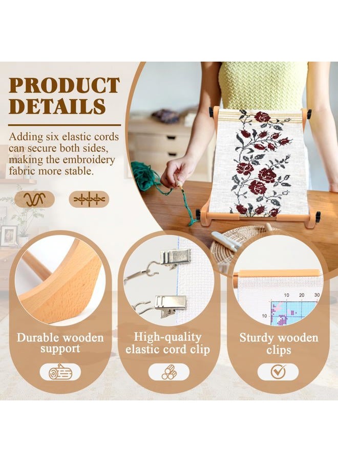 ZOCONE Adjustable Width Embroidery Stand with 2 Sizes Rod (11.8" and 15.75"), Cross Stitch Frame with Side Securing Cords, Cross Stitch Stand for Lap or Table Top with Greater Stability - Image 3
