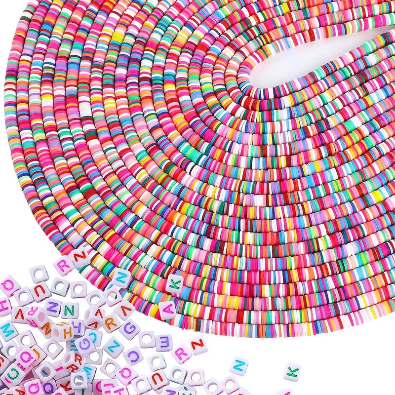 Augshy Flat Spacer Beads, 6700 Clay Beads for Bracelets Making,Heishi Bracelet Beads for Jewelry Making(20 Strands 6mm) - Image 1