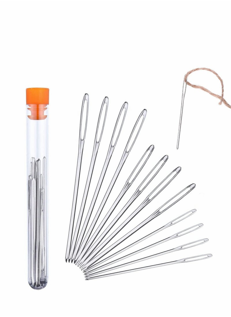 Generic - Large Eye Blunt Needles, Quality Stainless Steel Yarn Knitting Needles, Embroidery Needles for Brocade, and Sewing Needles, Crafting Knitting Weaving Stringing Needles (Silver - 12 Pieces) - Image 1